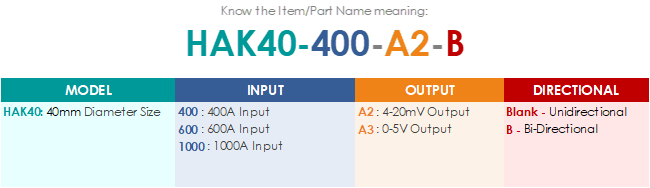 HAK40 (Bi-directional measurement), 0-5V Output
